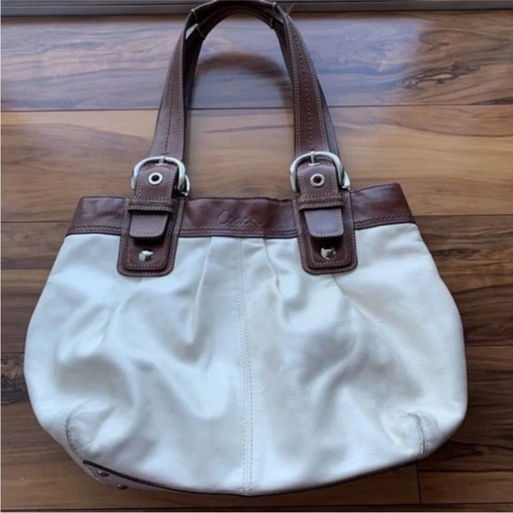 Coach Brown and Cream SoHo Leather Tote Bag - Picture 1 of 11